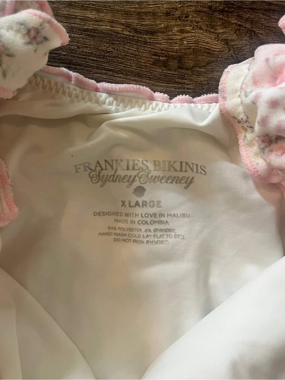 Frankies Bikinis x Sydney Sweeney 509 Floral Pink & White Swimsuit Sz XL